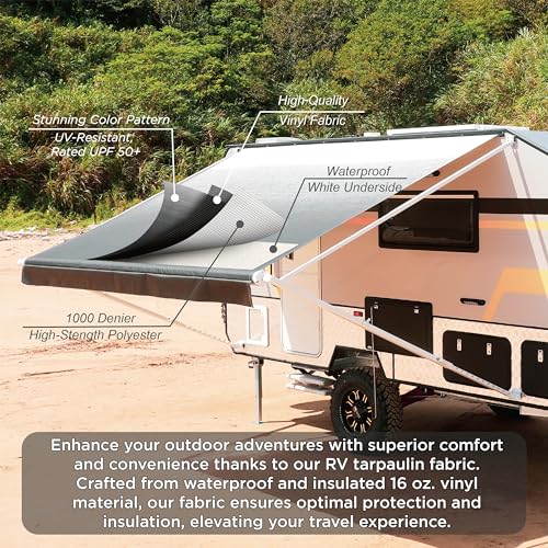 Aleko RVAW16X8BLUE24 Rv Awning | 16X8 | Manual Crank Retractable Kit thumb #5