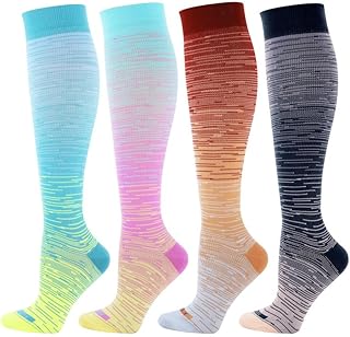 LEVSOX Compression Socks Women and Men, 20-30mmHg, Best for Nurses, Travel, Pregnancy, 4 pares de teñido anudado2, L