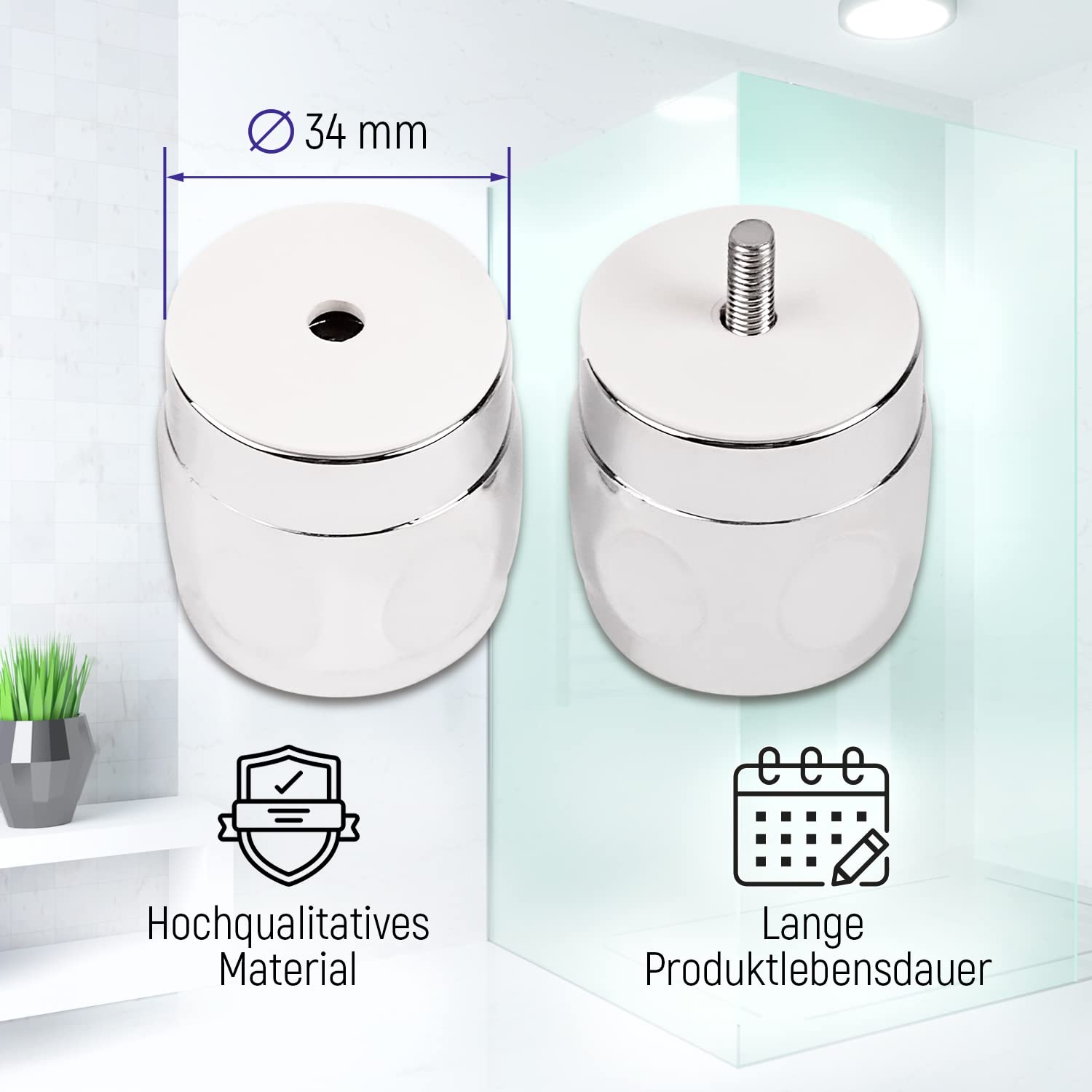 Duschtürgriff Verchromt – Universell Für Glasdicken 4-10 Mm, Inkl. Montagematerial