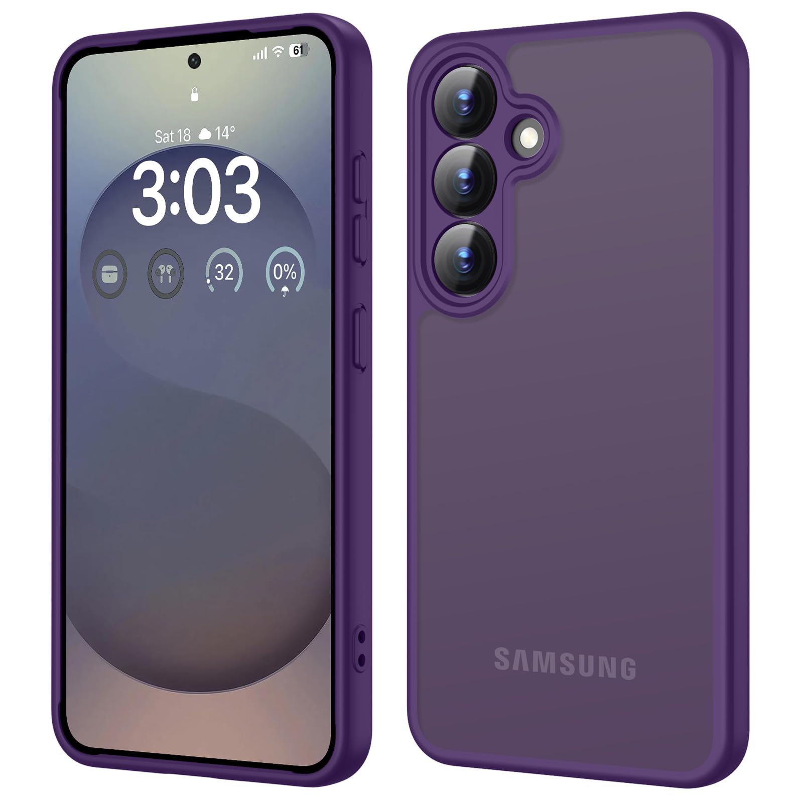 ORDA für Samsung Galaxy S25 Plus Hülle 6,7 Zoll, Vollständiger Kameraschutz Stoßfest Kratzfest Transluzente Rückseite Schutzhülle Matt Handyhülle für Samsung S25+ (Dunkel Violett)