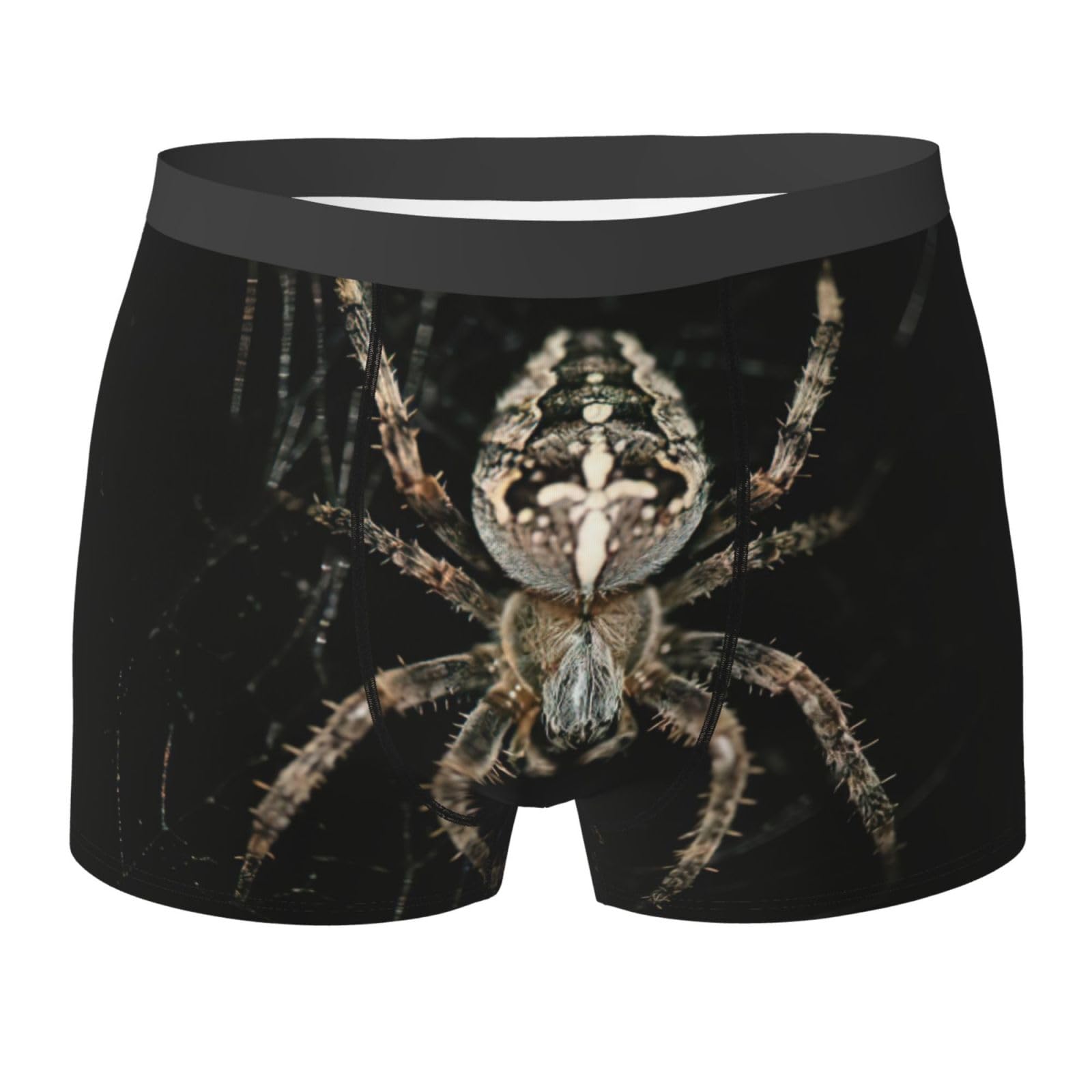 Edwal Men's Black Scary Spider Print Soft Underwear Boxer Briefs Comfortable Underwear Boxer Briefs For 1Pack