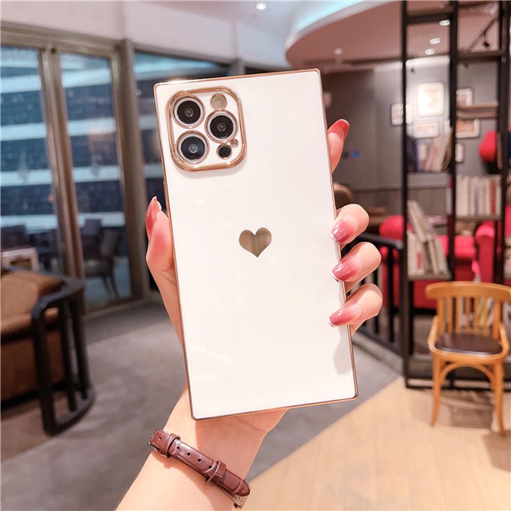 Coque iPhone 11 Pro blanche cœur doré accessoire mode chic - 8
