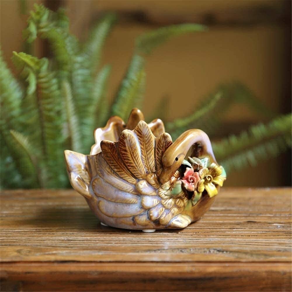 XJBTBA Maceta de jardín 1pcs/Set Statue Cigno Rosa Interno/Outdoor Squisito Simulazione Ornamento Decorazione la casa per dimora Giardino Cortile