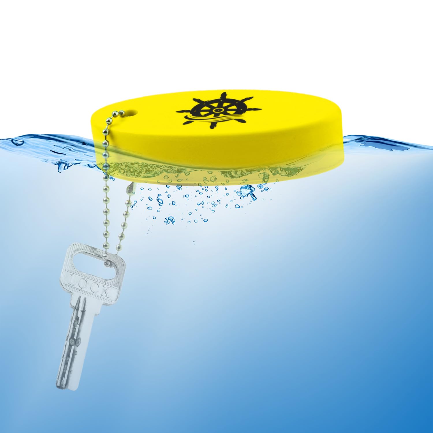 XIHIRCD 4 Stück Schwimmende Schlüsselanhänger, im Dunkeln Leuchtend Schwimmer für Schlüssel Boot Oval Schaumstoff Schwimmende Schlüsselringe für Angeln Surfen Segeln Outdoor Wassersport (Gelb)