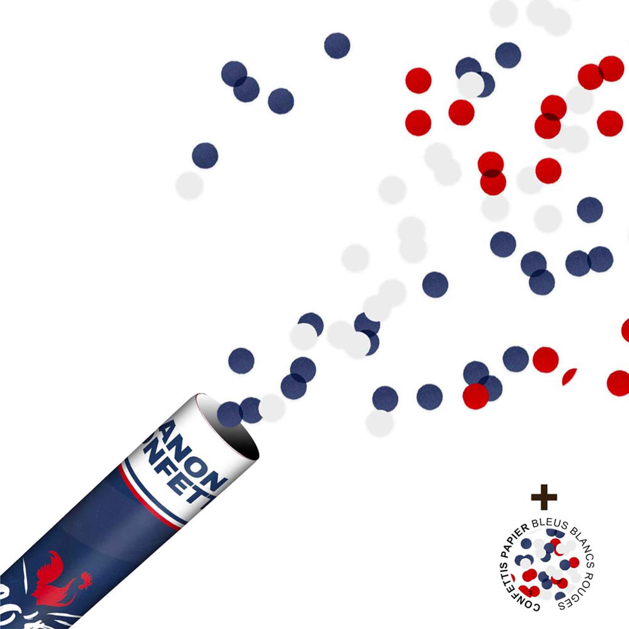 THE REPLICANT Lot de 4 Canons à Confettis Ronds Bleus, Blancs, Rouges