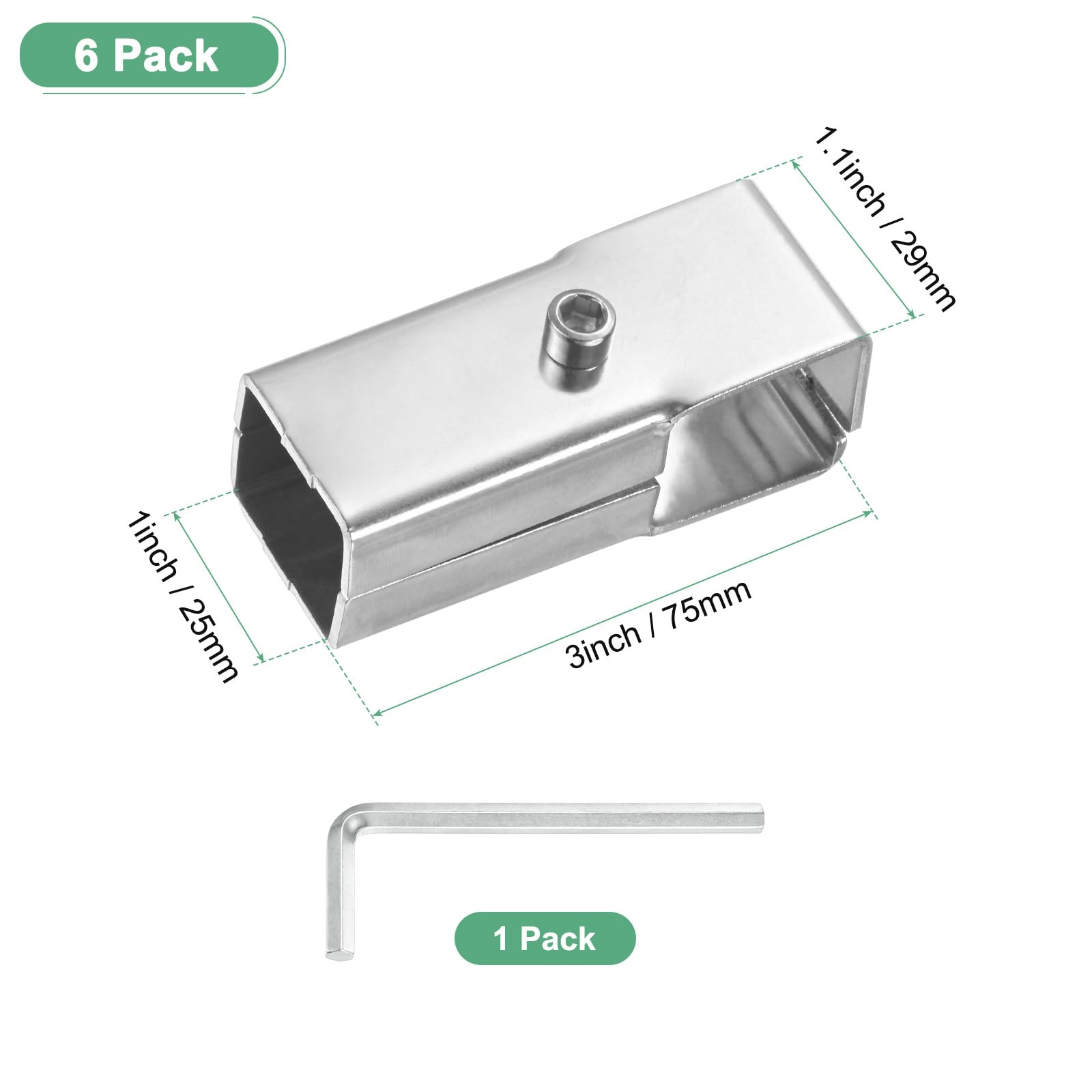 M METERXITY 6-Pack Structural Pipe Connector, Square Tubing T Clamps Stainless Steel Pipe Connector for OD 1" or 25MM Pipe - Image 3