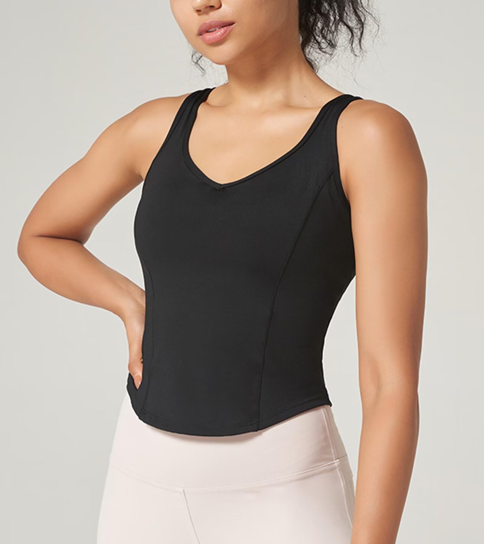Rivccku Canotte per Donne con Reggiseno Incorporato, Canottiere Yoga Sport Palestra Corsa Allenamento Canottiere Senza Maniche