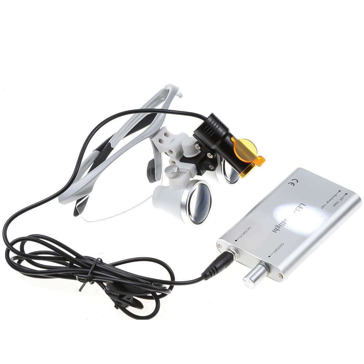 3.5X420mm Arbeitsabstand Binokularlupen Lupe +5W geführte Scheinwerfer Lampe Clip auf Art mit dem Filter (Siber)