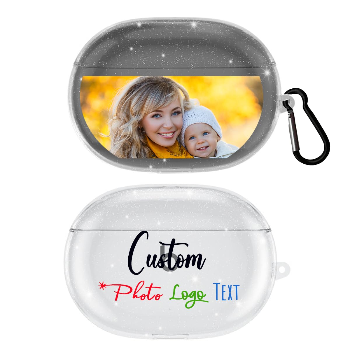 LalatiFy Personalized Case Beats Studio Buds/Buds+ Plus with Photo Logo Text Name Personalized Design, Soft TPU Silicone Cover with Keychain