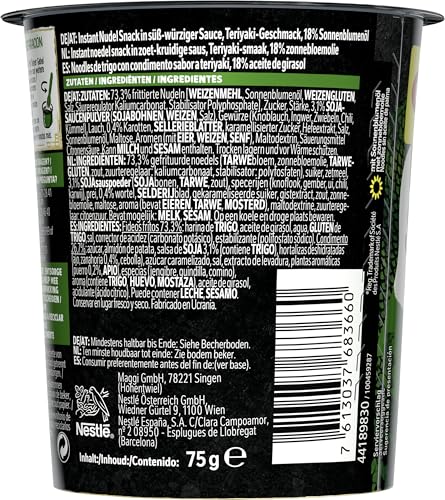 Maggi Magic Asia Saucy Noodles Teriyaki Cup, 8er Pack (8x75g)