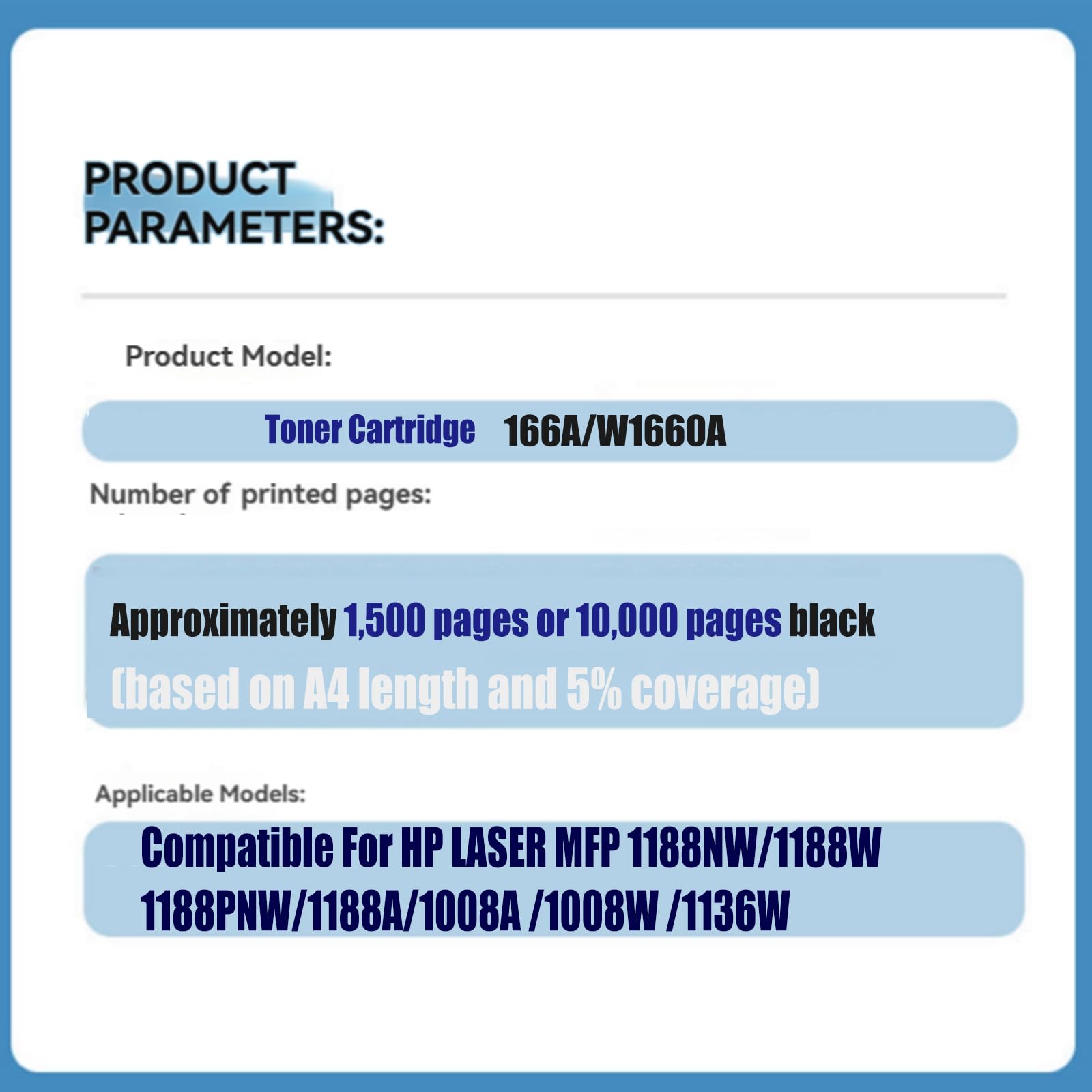 W1660A Cartuccia di Toner Nero Compatibile 166A per HP con Chip