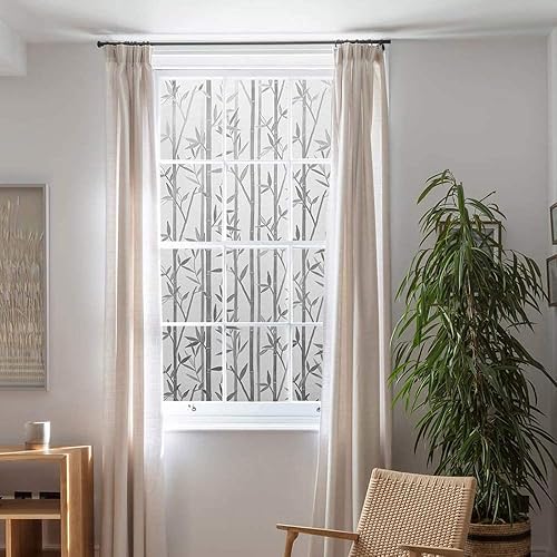 Miniatura 2 de LEMON CLOUD Película de bambú para ventana, película de vidrieras esmeriladas, calcomanía decorativa para ventana, sin pegamento, calcomanías