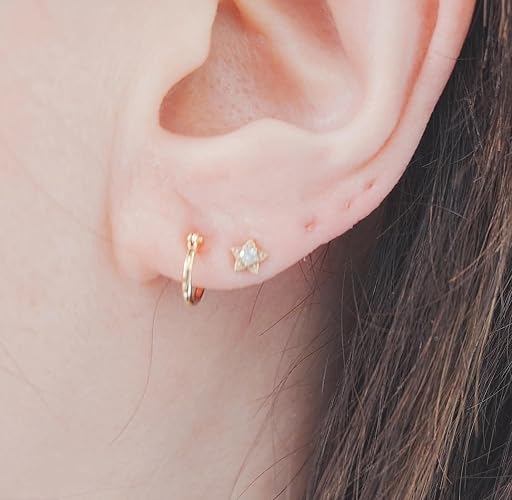 Amazon | フープピアス フープ K18 パイプサイズ 1mm × 8mm 18金