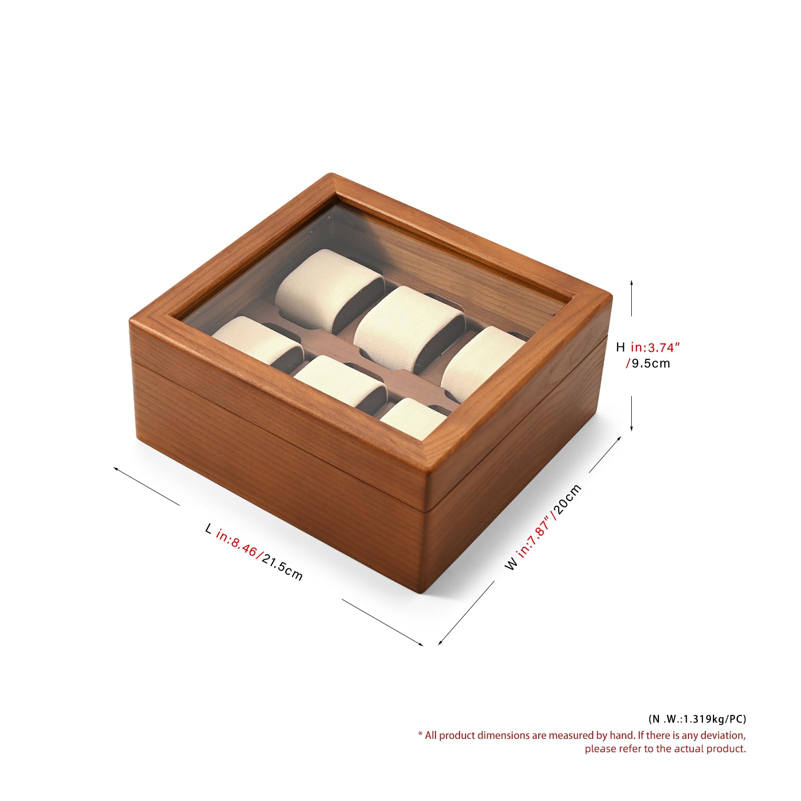 Oirlv Boîte De Montre En Bois Massif Organisateur Avec Couvercle 6 Montres,Watch box