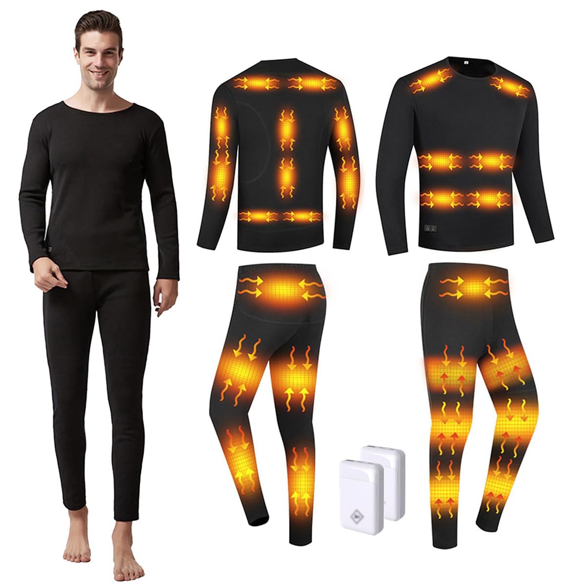 Conjunto de Ropa Interior térmica con 3 Niveles de Temperatura, 28 Zonas, conexión USB, Camisetas y Pantalones para Hombre