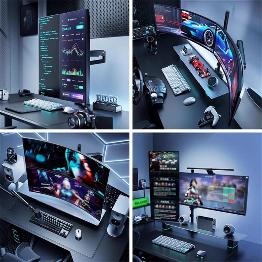 Supporto per monitor regolabile, supporto doppio monitor da 17 a 35 pollici, 2 monitor inclinabili/orientabili/girevoli, può contenere fino a 24,2 libbre per braccio con VESA 75/100 mm