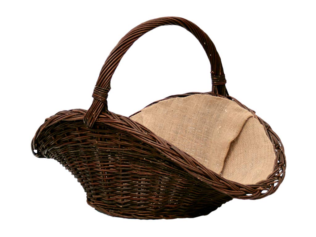 Holzkorb – Kaminholzkorb aus Weide – Kaminkorb mit Juteeinlage – Großer und stabiler Tragekorb – Weidenkorb zur Aufbewahrung – Dekorativer Blumenkorb – Maße (L) 65 x (B) 40 x (H) 25/45 cm