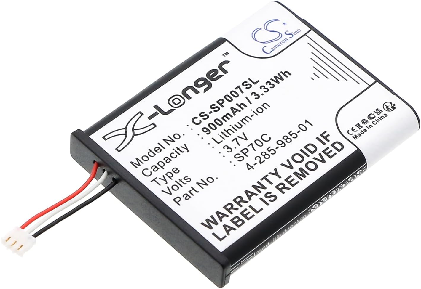 CS CF Replacement Battery for PSP E1000, PSP E1002, PSP E1004, PSP E1008, Pulse Wireless Headset 7.1(900mAh / 3.33Wh)