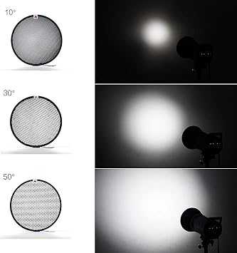 Soonpho 7 Standard Reflector Diffuser Lamp Shade Dish with 10 /30/ 50 Degree Honeycomb Grid White Soft Cloth for Bowens Mount Studio Strobe Flash Light Speedlite