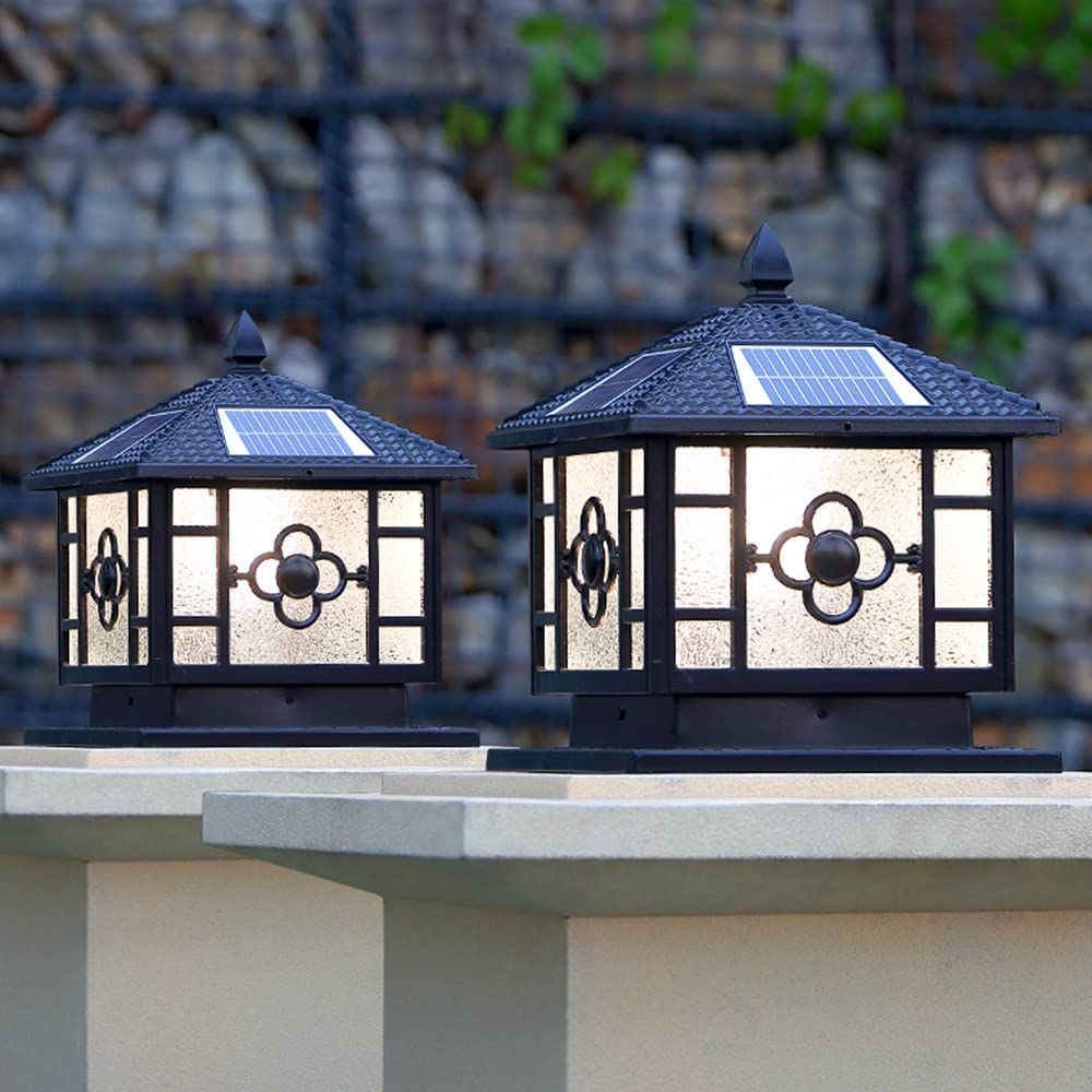 Lampa słupkowa Zewnętrzna lampa solarna LED Trójkolorowa ściemnialna lampa kolumnowa IP55 Wodoodporna lampa stygmatyczna Ścieżka ogrodowa Patio Light Gate Słupek słupkowy Light Ogrodzenie Światło gank