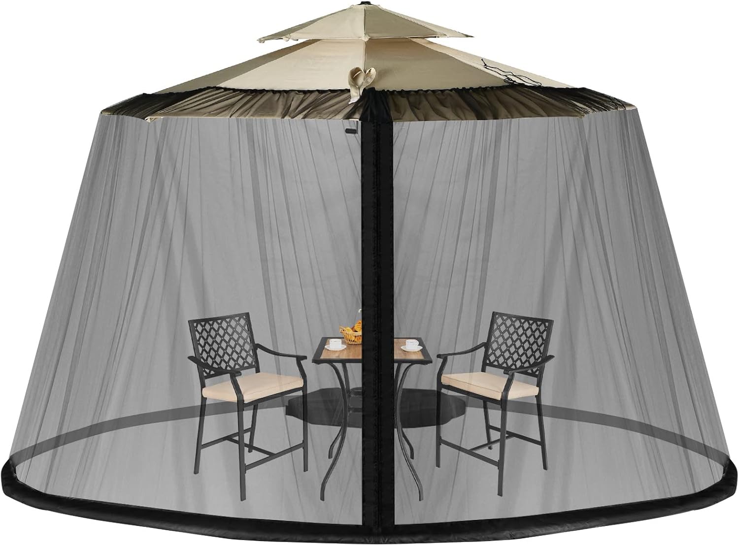 COSTWAY 2.54M(813FT) Patio Umbrella Mosquito Netting, Outdoor Offset Parasol Table Screen with