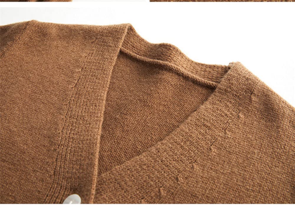 Cárdigan para Mujer Cárdigan de Lana de Punto para Mujer Abrigo Suéteres de Cuello En V Color Café Cárdigan de Manga Larga con Botones Y Frente Abierto Cárdigan de Invierno Suave Y Acogedor de Punto