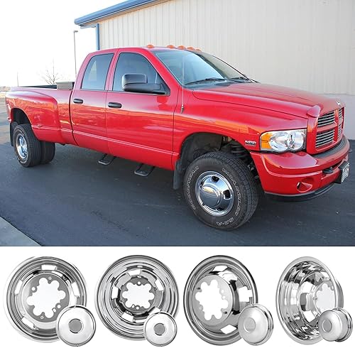 Miniatura 6 de Deebior K16A - Simulador de doble rueda de acero inoxidable pulido de 16 pulgadas, 4 tapacubos a presión, 6 lengüetas y 18 agujeros de mano para