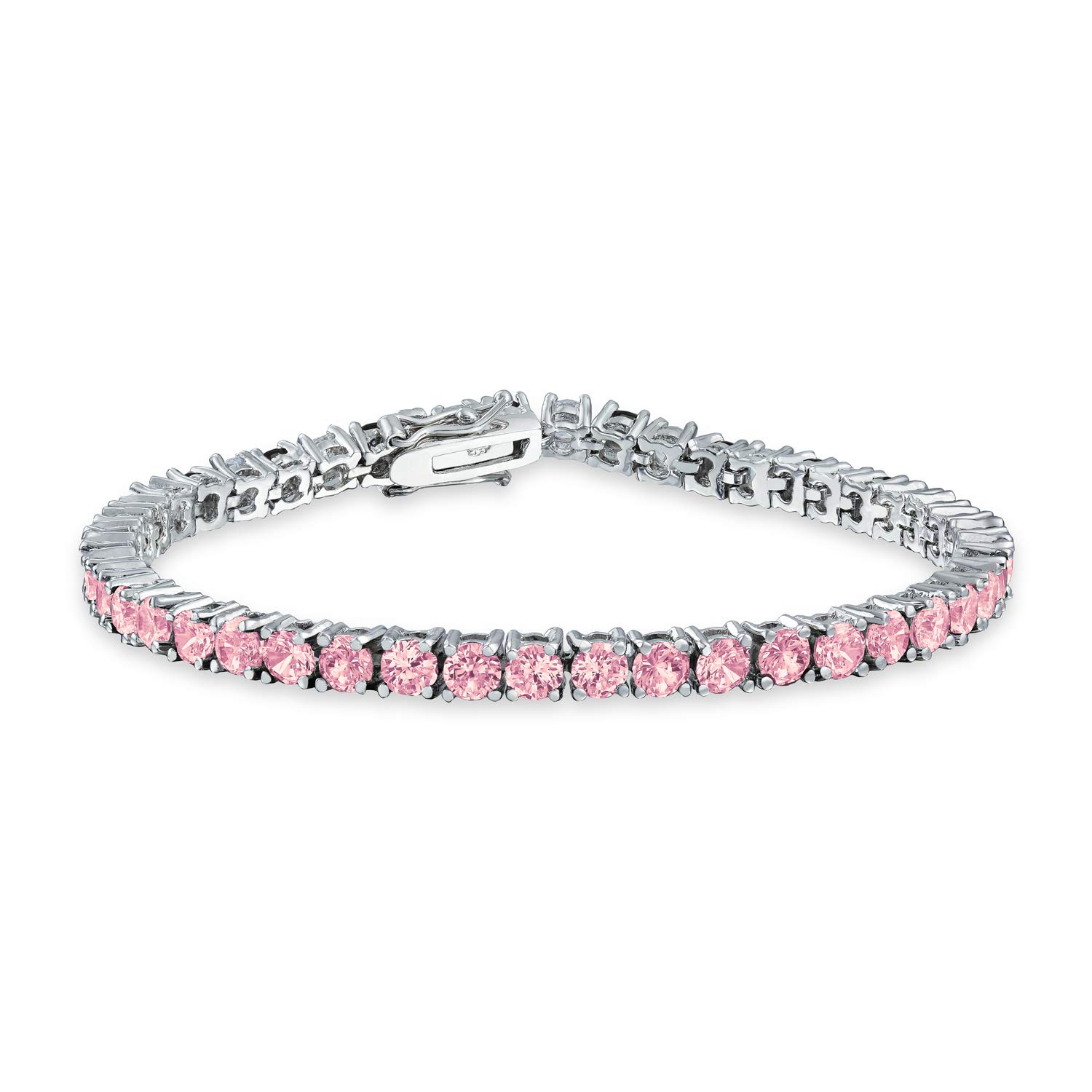 Bling Jewelry 12 Ctw 4 Prong Korb Set Solitär Runde Cubic Zirconia Aaa Cz Tennis Armband Für Frauen Abschlussball Braut Versilbert Simulierten Juwel Farbe Birthstones 7.5 Inch