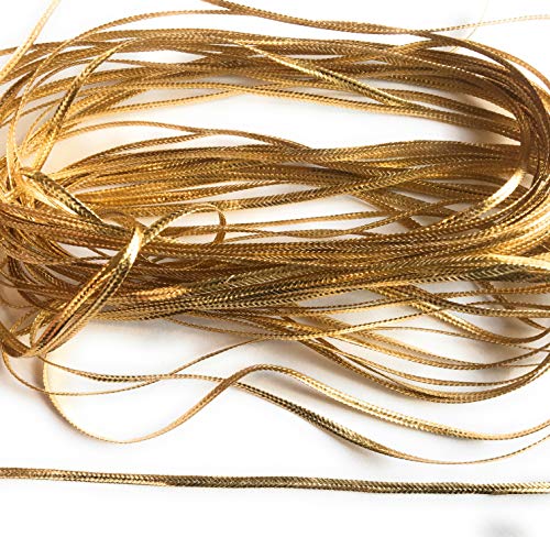 Gold Soutache 2.5 mm Gold Metallic Shiny Braided Cord Beading, Sewing,Quilting Trimming String 10 Yards