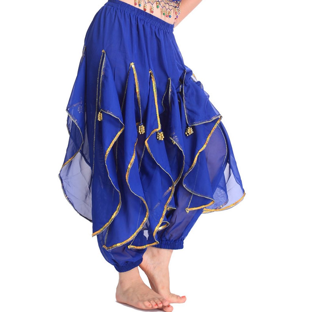 Baisdan Women's Navy Blue Harem Pants Belly Dance Costume India Arab Dancing Tribal Wavy Pants Trousers