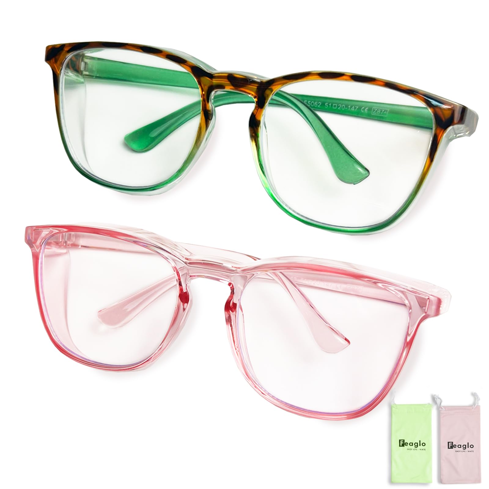 Feaglo Lunettes de sécurité anti-buée pour homme et femme, bloquant la lumière bleue, lunettes élégantes de protection des yeux avec protection latérale