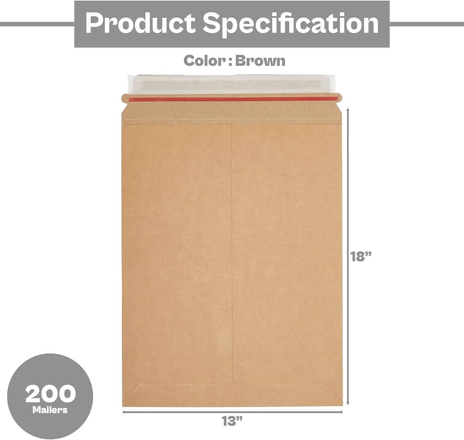 PSBM 200 PCS 13 x 18 Inch Kraft Rigid Photo Mailers, Cardboard Shipping Envelopes, Mailers for Shipping Photos, CDs, Documents, Catalogue, Or any Flat Object
