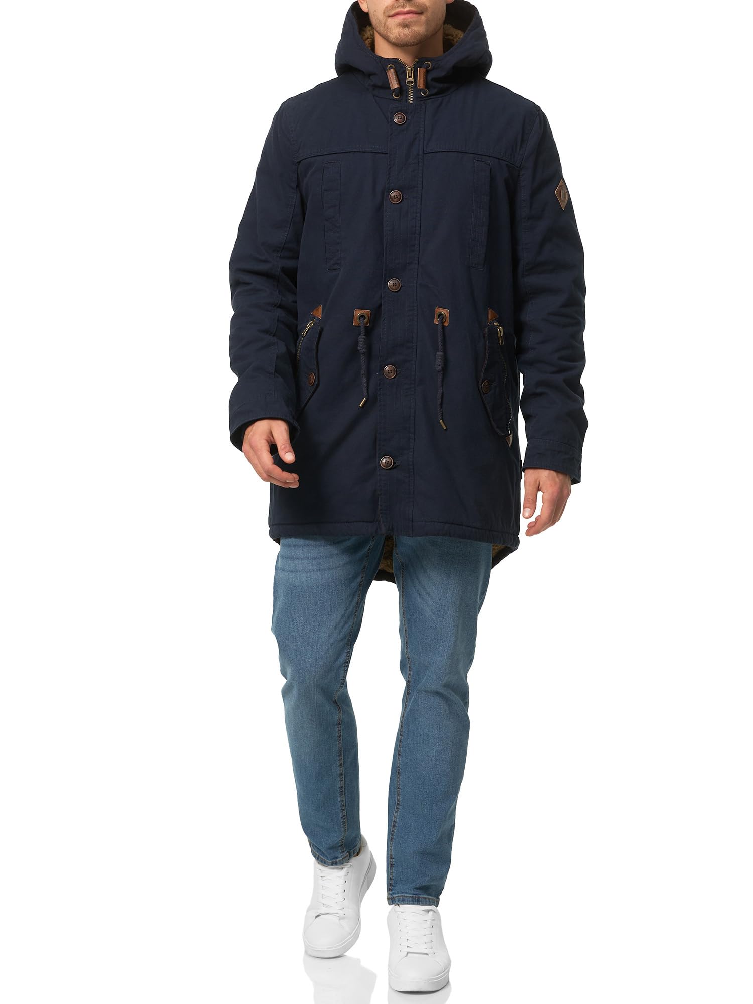 Indicode Herren Barge Winterjacke aus Baumwolle gefüttert mit Teddyfleece | Gefütterter Winterparka mit Kapuze und weichem Teddyfutter, Steppjacke, Outdoorjacke, Winterjacke für Männer
