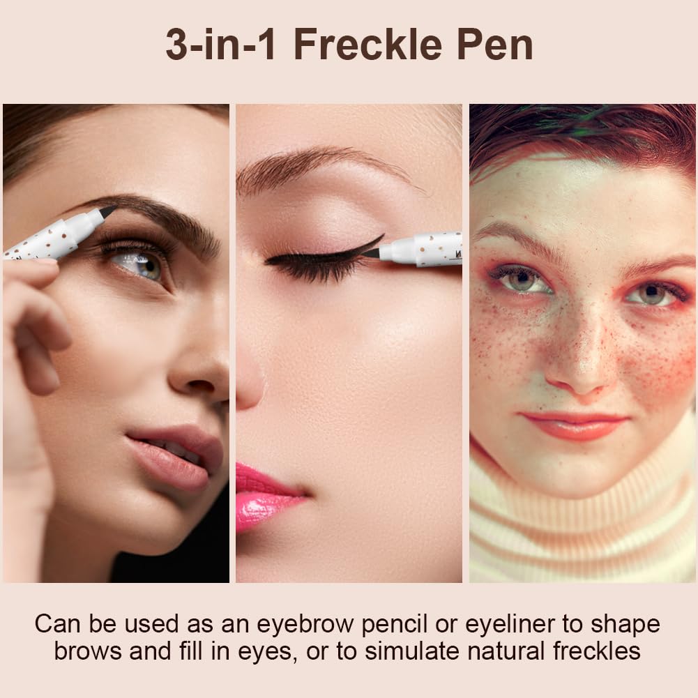Sommersprossenstift - Wasserdicht & Natürlich Aussehend, 3 Farben (Dunkelbraun, Hellbraun, Grau) - Für Natürliches Freckles-Make-up