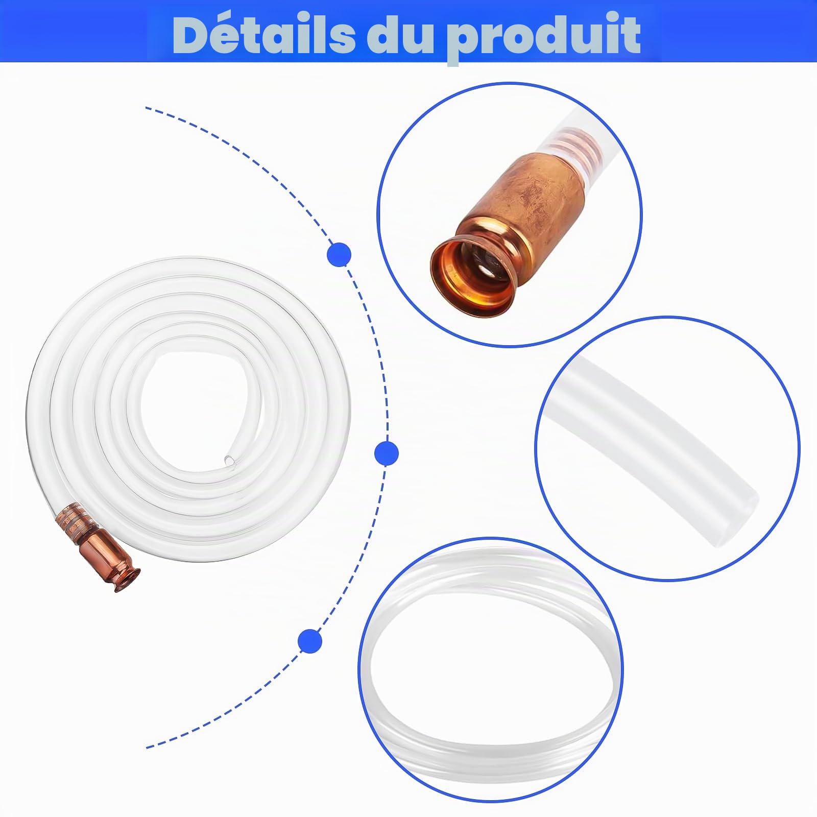 2 Pcs Tuyau Siphon, 1,8 m/2,5 m Siphon Essence Auto-Amorçante Tuyau de Secouage pour Transfert de Gaz/Essence/Diesel/Carburant/Eau