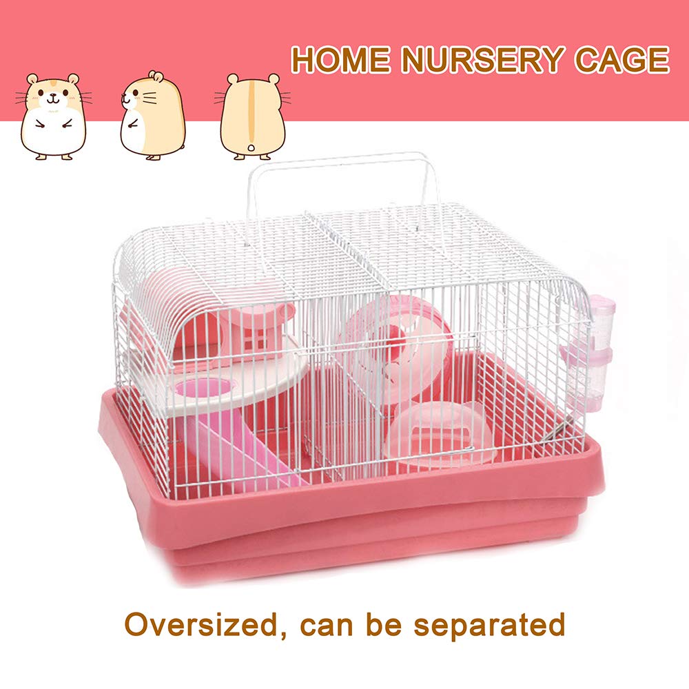 Hamster Jaula Hamster Villa Dedicado Inicio Nursery Jaula de hámster Oso de Oro, Gerbo, hámster Erizo Dedicado Den Casa de Lujo Conjunto de hámster Suministros Juguetes,Beige