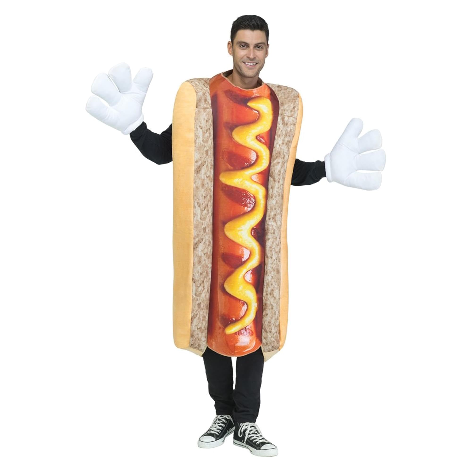 Men's Photo Real Hot Dog Adult Costume, Multi, STD. Up to 6' / 200 lbs.