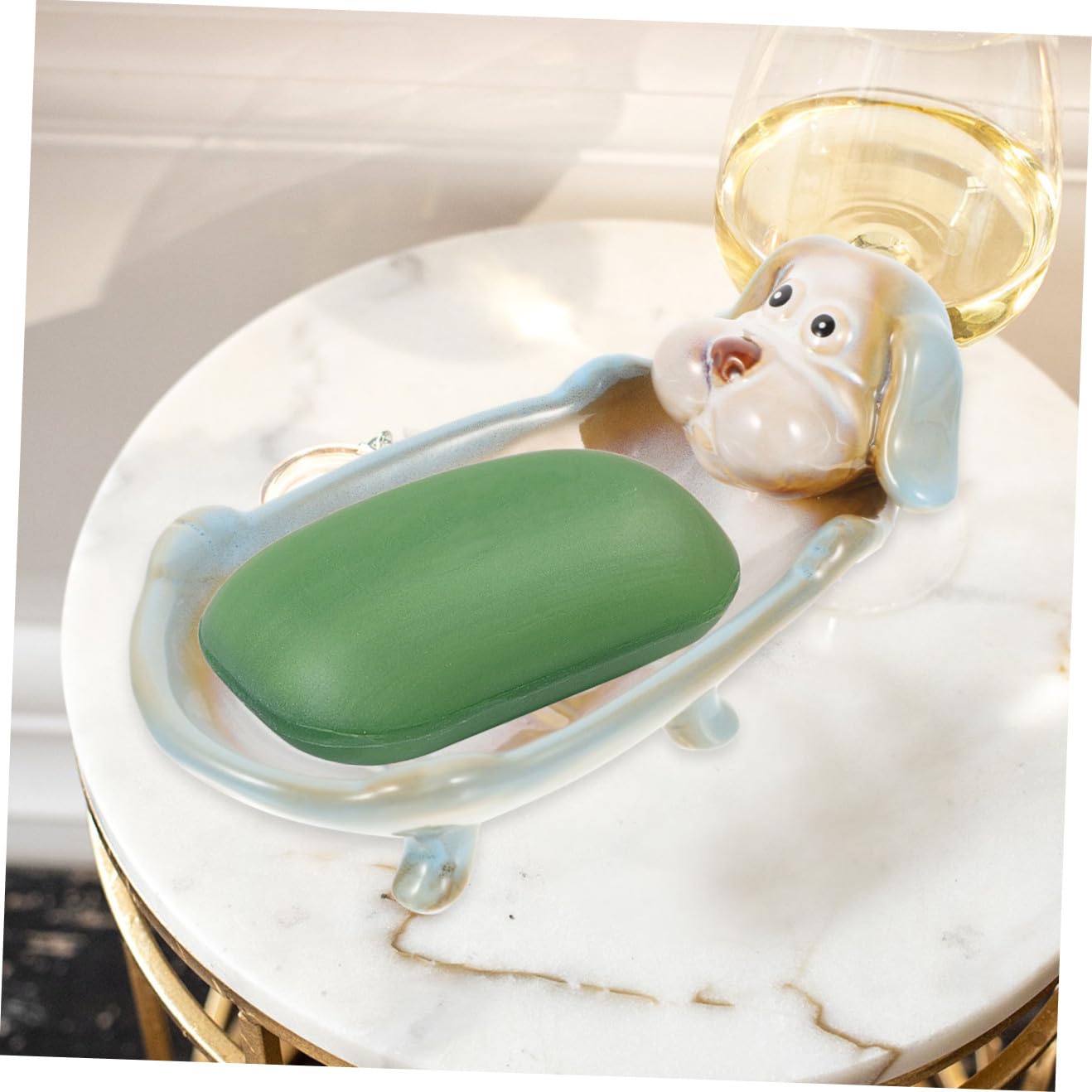 Portasapone in Ceramica a Forma di Cane, Vassoio Scolapiatti | Bagno e Doccia, Resistente alla Pressione, Assorbe Poca Acqua, Lavorazione Delicata