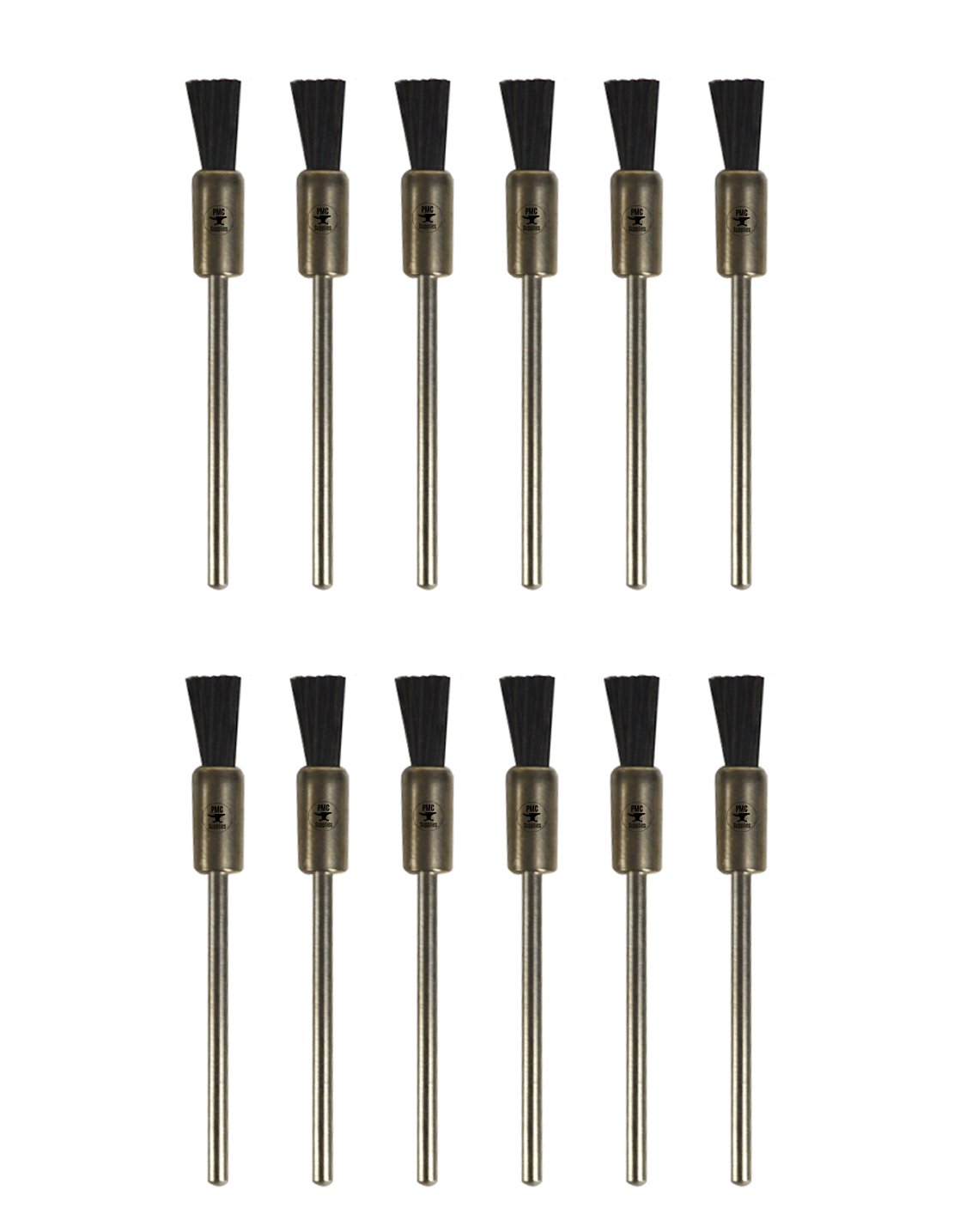 12 Pack Black Stiff Bristle 3/32