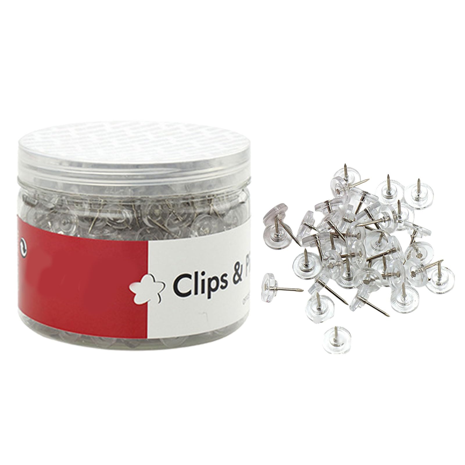 50/100 / 500Pcs Clear Flat Head Thumb Tacks for Cork Notice Board Photo Clear Tacks