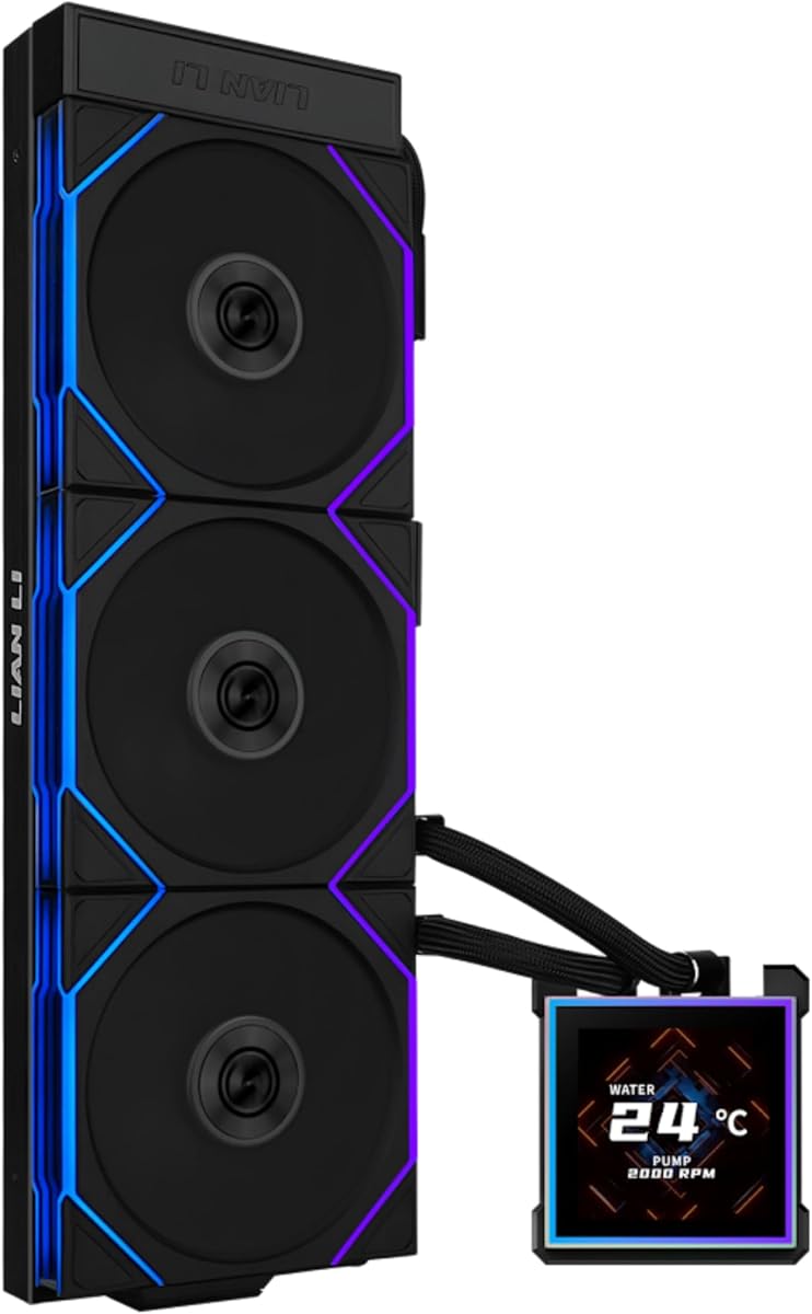 HydroShift II LCD-S-360 TL-Enfriador líquido de CPU-Negro-HS2LCDS36TB | Pantalla cuadrada LCD IPS de 3,4", conexión en cadena, bajo nivel de ruido, Intel LGA 1851/1700, AMD AM5/AM4, 3 ventiladores ARGB TL120