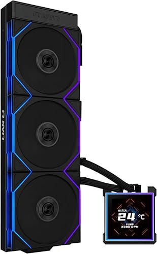 Lian Li Hydroshift II-S LCD 360TL ARGB Liquid CPU Cooler - 360mm AIO - 3.4" IPS LCD Square Screen - Daisy-Chain - Low-Noise - Intel LGA 1851/1700, AMD AM5/AM4-3X TL120 ARGB Fan - Black (HS2LCDS36TB)