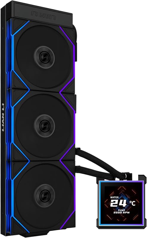 HydroShift II LCD-S-360 TL-Enfriador líquido de CPU-Negro-HS2LCDS36TB | Pantalla cuadrada LCD IPS de 3,4", conexión en cadena, bajo nivel de ruido, Intel LGA 1851/1700, AMD AM5/AM4, 3 ventiladores ARGB TL120