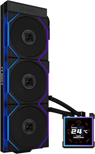 Lian Li Hydroshift II-S LCD 360TL ARGB Liquid CPU Cooler - 360mm AIO - 3.4" IPS LCD Square Screen - Daisy-Chain - Low-Noise - Intel LGA 1851/1700, AMD AM5/AM4-3X TL120 ARGB Fan - Black (HS2LCDS36TB)