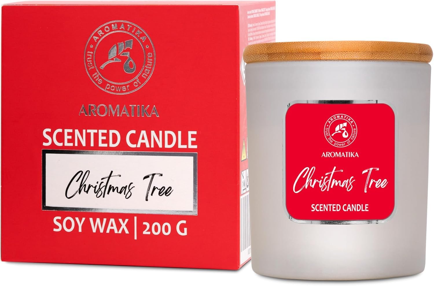 Scented Candle Christmas Tree 200 g - with Swiss Pine Essential Oil - Aromatherapy Soy Wax Candle - Fresh Scent - Air Aromatization - Gift - Idea for Christmas