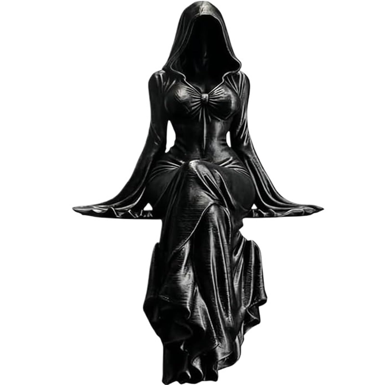 Hooded Figure Sculpture 2pcs Gothic Hooded Lady Statue Resin Figurine