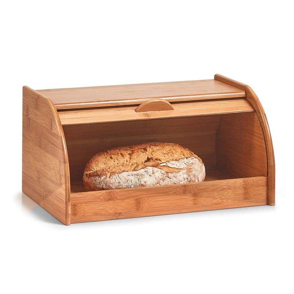 Boîte à Pain En Bambou Zeller – 40x26x20 Cm – Naturel, Avec Poignée – Garde Le Pain Frais