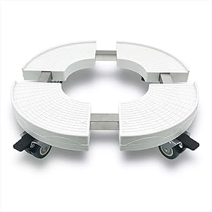 MORITIA Adjustable Plant Stand 15 to 20 inch with Wheels, Heavy Duty Plant Caddy Indoor and Outdoor, Pot Holder Round Planter Dolly with Casters (White)