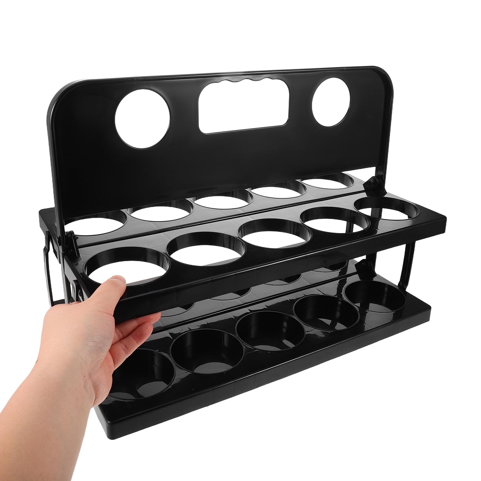Mikinona Portabicchieri pieghevole con manico - Vassoio porta-bevande riutilizzabile nero da 10 scomparti - Porta-borraccia in plastica per consegna di bevande, picnic, bar, eventi