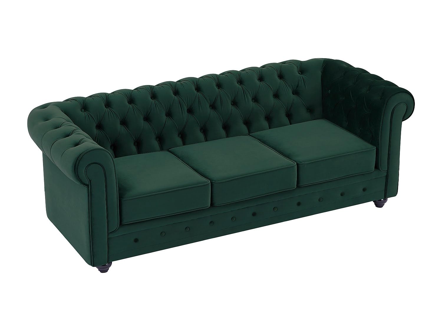 Vente-​unique - Canapé 3 Places en Velours Vert Chesterfield